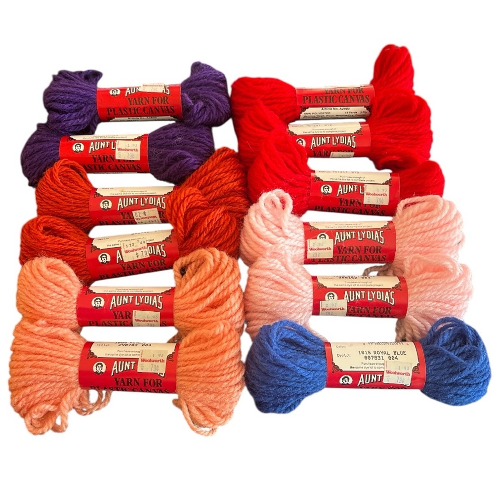 Vintage Aunt Lydia Yarn for Plastic Canvas Polyester Lot of 12 15 yards each